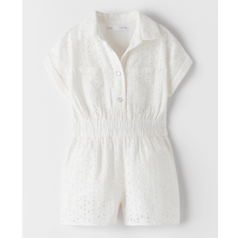 ZARA Girls Swiss Embroidery Jumpsuit